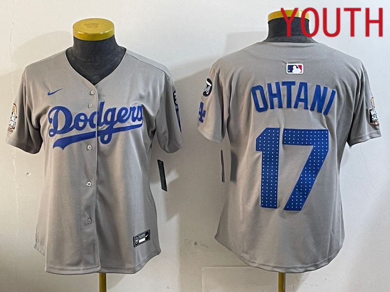 Youth Los Angeles Dodgers #17 Ohtani Grey Game 2024 Nike MLB Jersey style 12055